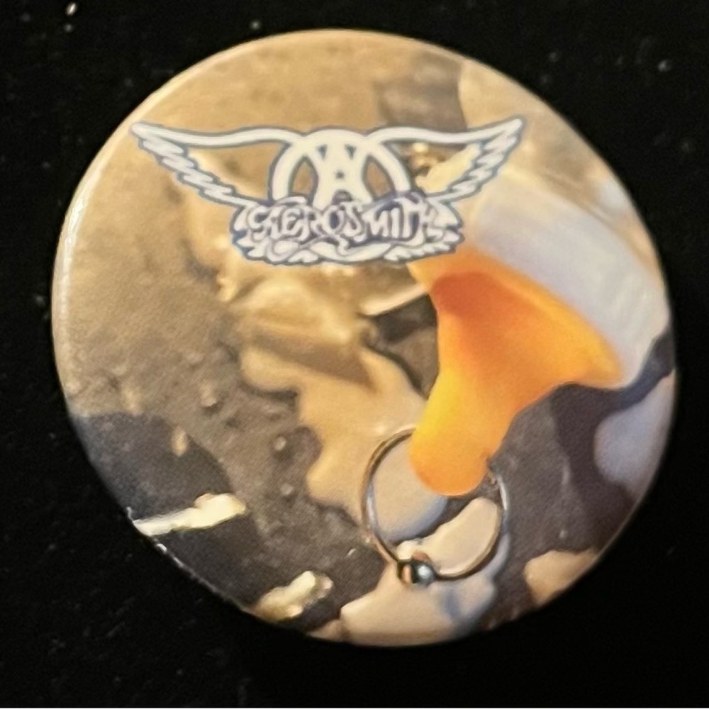 Vtg 90s USA Aerosmith Get A Grip Variant Album Art Pin Back Button 1.5” Nipple